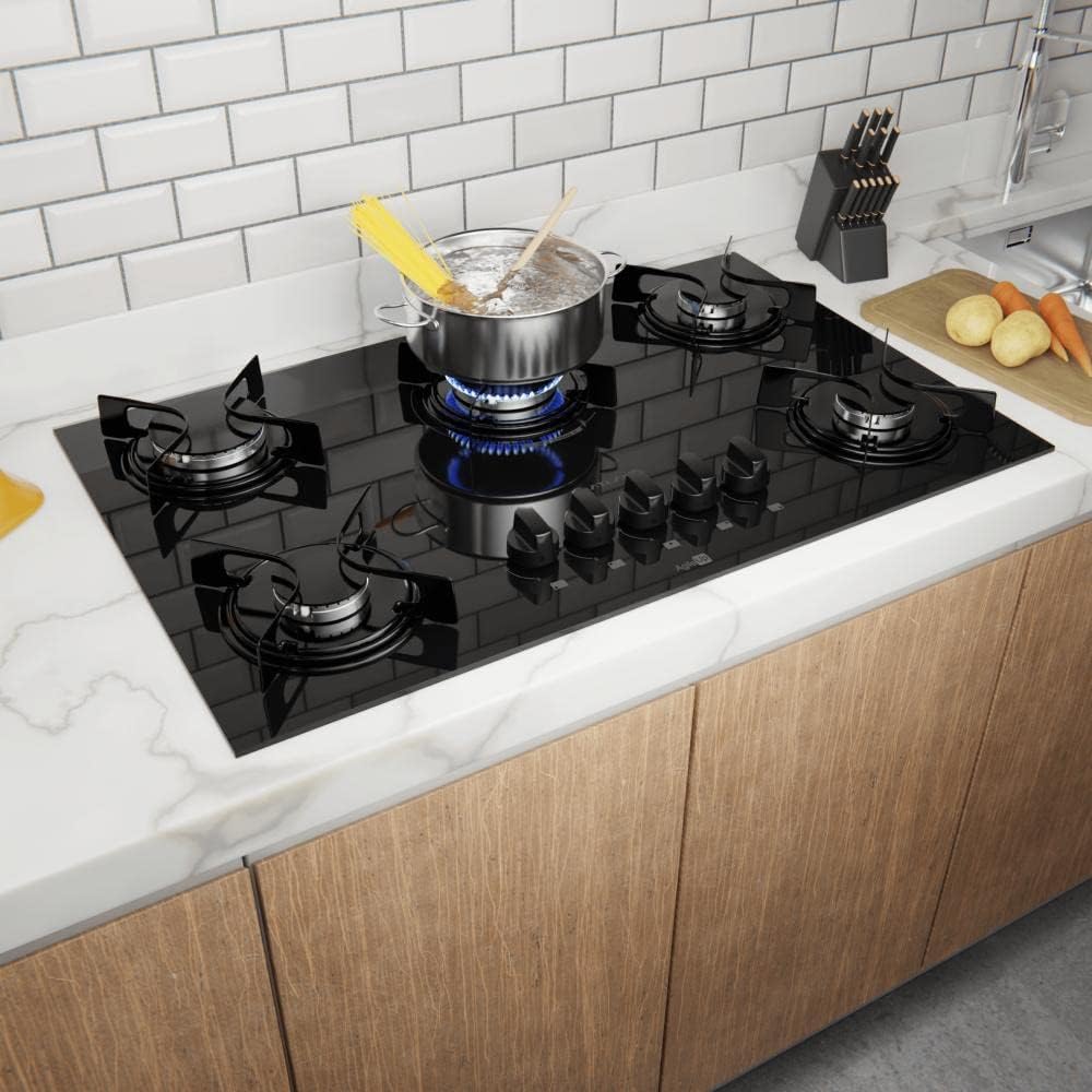 Cooktop 5 Bocas Preto com Mesa de Vidro Atlas Agile Up Bivolt